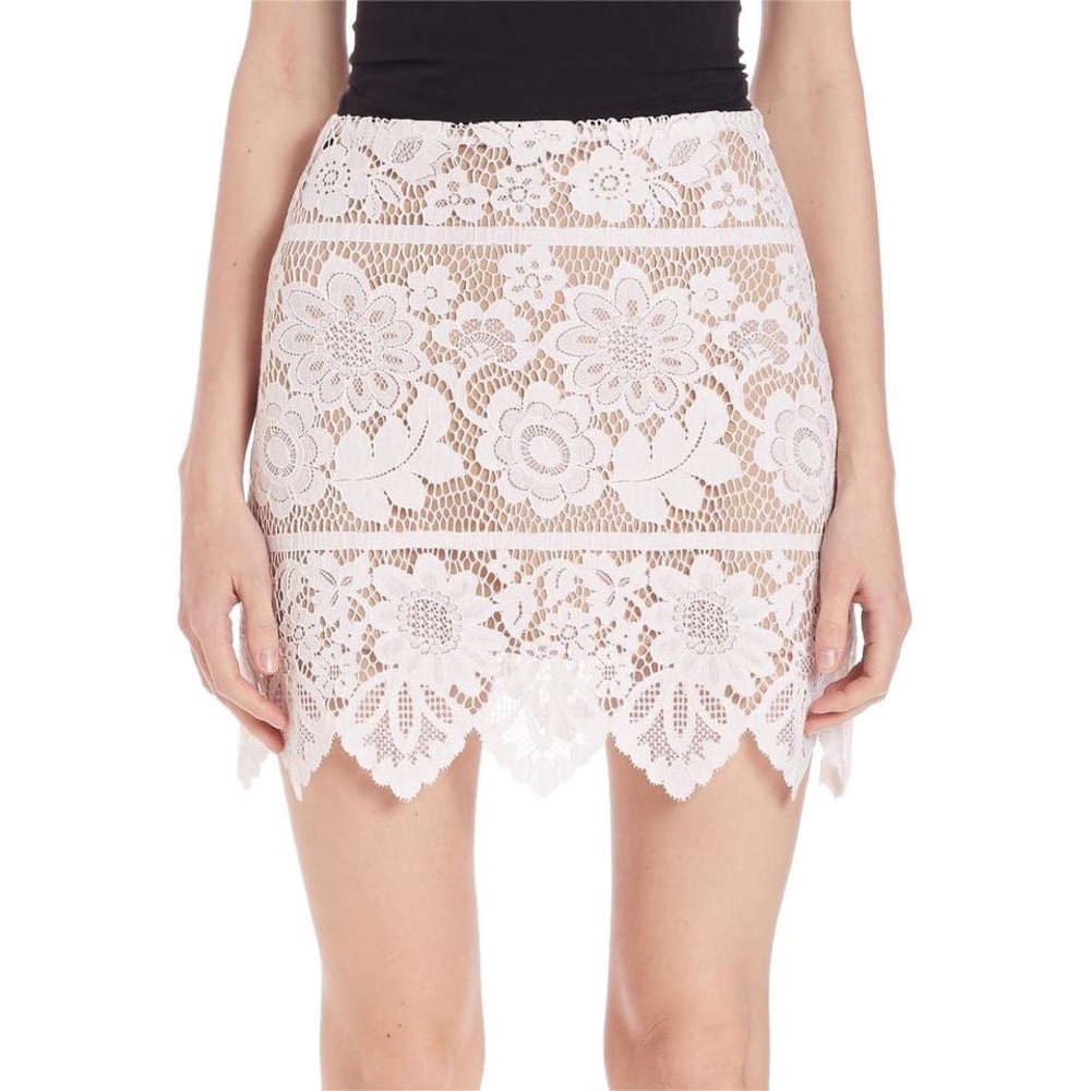 For Love & Lemons Gianna Miniskirt in White Lace